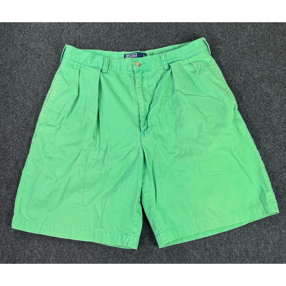 Vintage Polo Ralph Lauren Shorts Men's 32 Green Pleated Tyler Classic Chino 90s